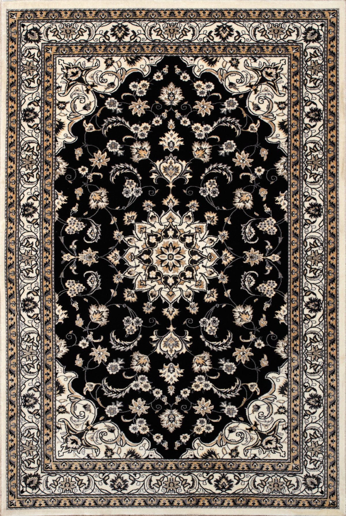 Tabriz Kaarna Rug – Black / Grey