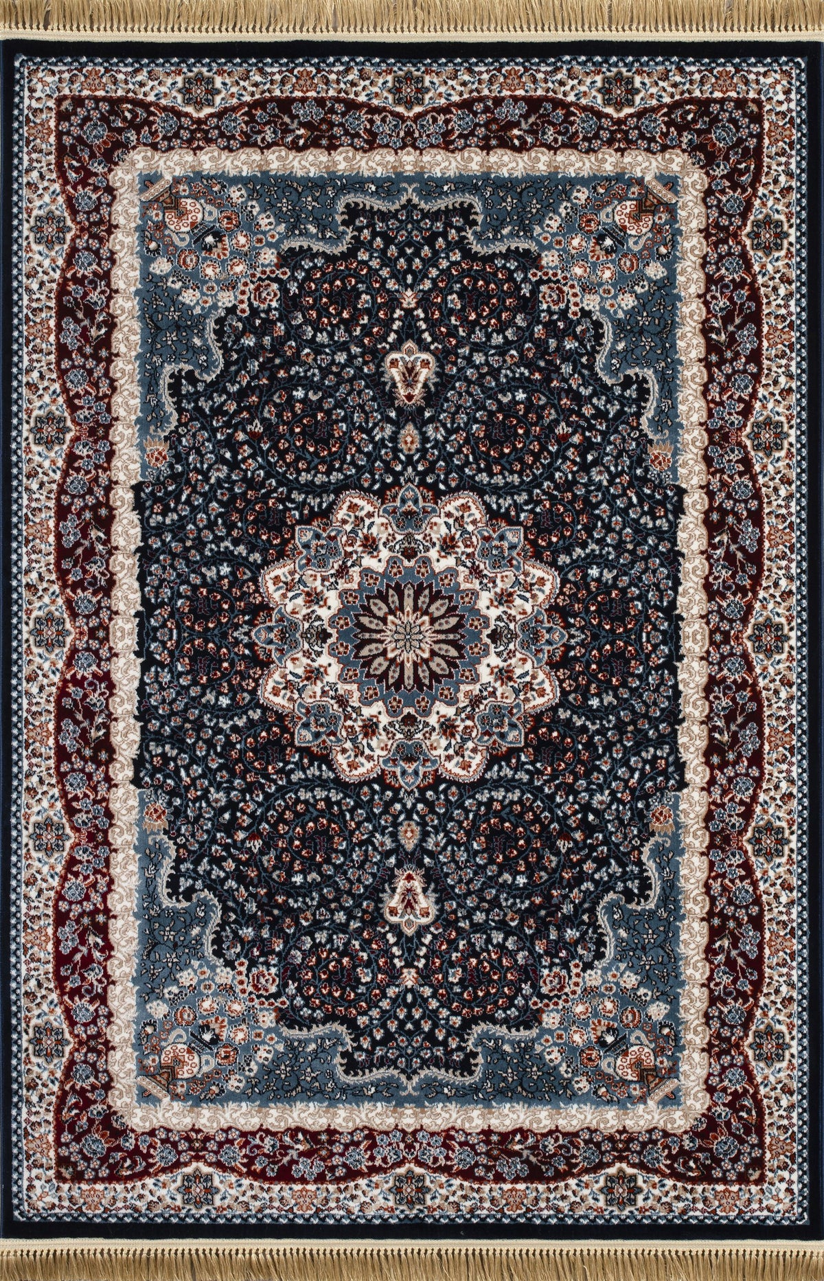 Kermanshah Taivas Rug – Navy / Burgundy
