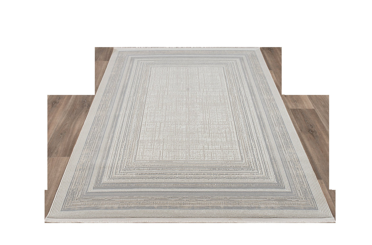 Layla Lux Silkki Rug – Cream / Grey (2)